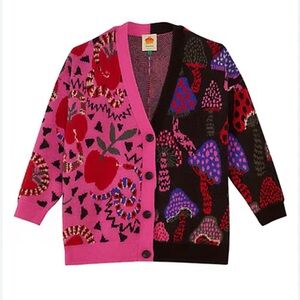 Farm Rio Mixed Snake Mushroom Cardigan Sweater Medium